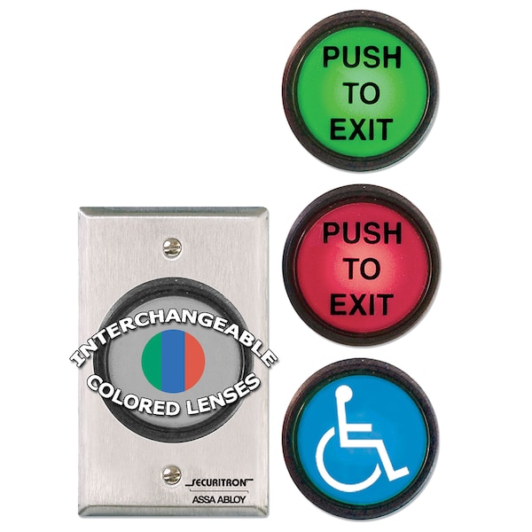 Securitron PB Series, Pushbutton, Stainless Steel